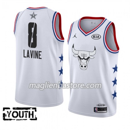 Maglia Chicago Bulls Zach LaVine 8 2019 All-Star Jordan Brand Bianco Swingman - Bambino